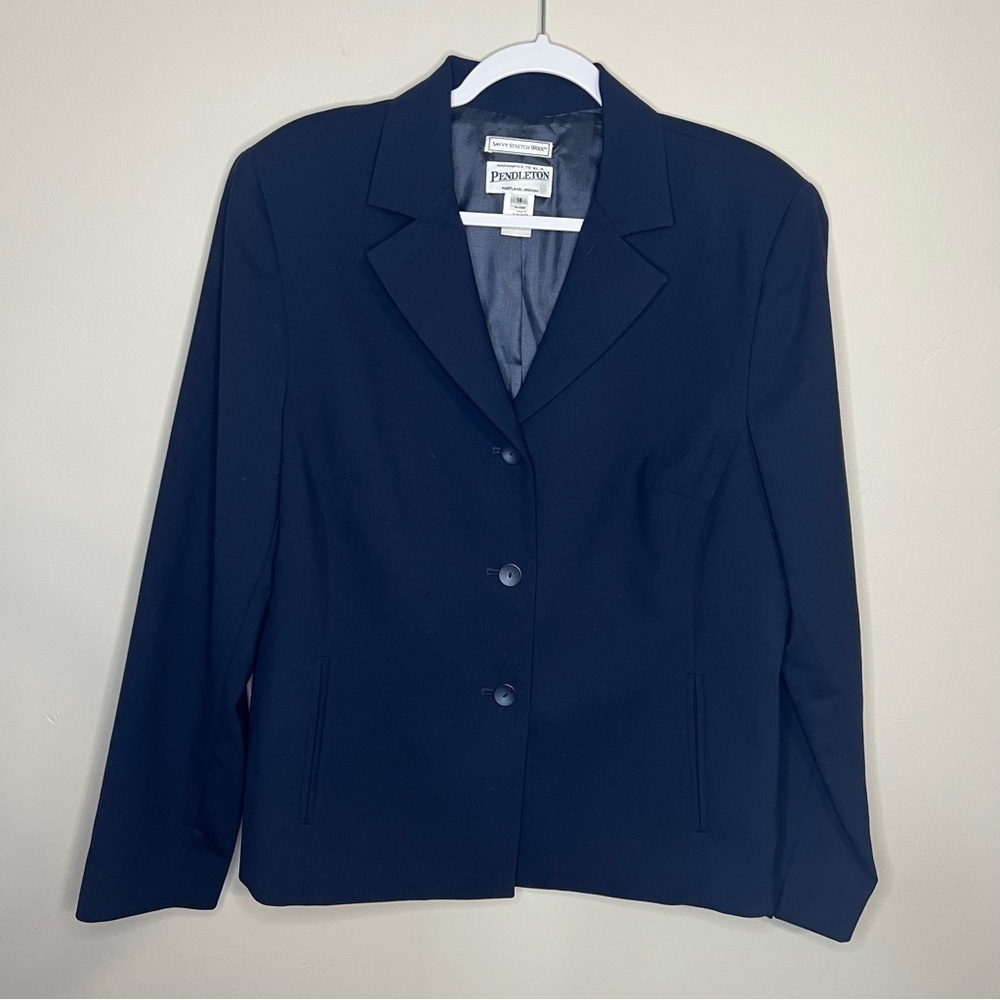 Vintage Pendleton Savvy Stretch Wool Navy Blue size 16